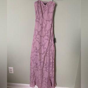 Lulu’s Garden of Romance Light Pink Floral Burnout Strapless Maxi Dress XS NWT